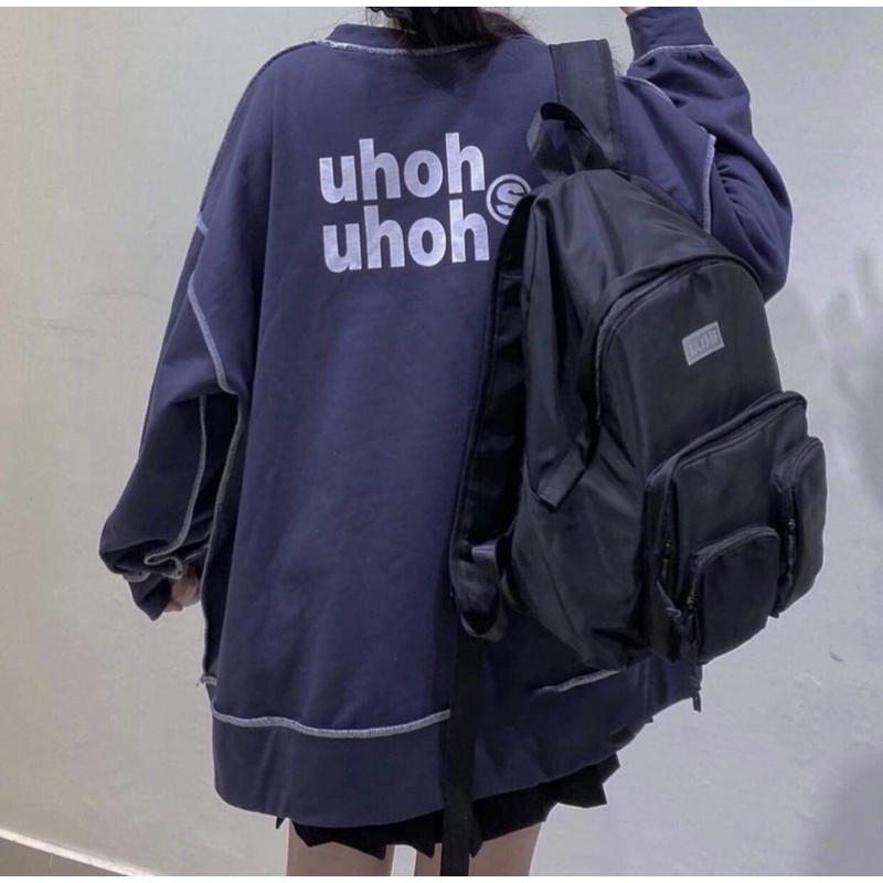 Áo Nỉ UHOH Kẻ Viền  Nữ [FREESHIP]🌸 Hoodie thun form rộng tay bồng in hình màu XANH cá tính Ulzzang 🌸 | BigBuy360 - bigbuy360.vn