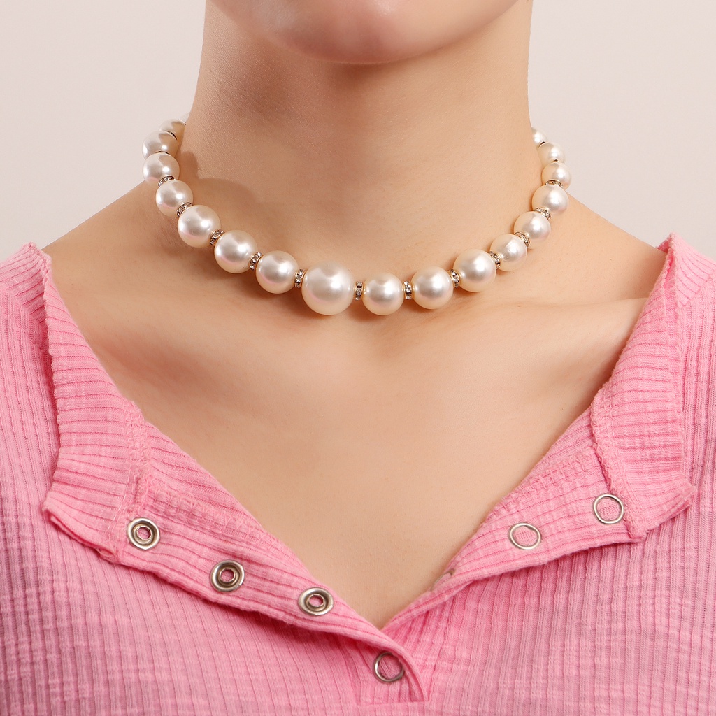 (0738) Vòng Cổ Ngọc Lớn Nổi Bật Sang Trọng Xu Hướng Hàn Quốc