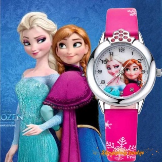 Đồng hồ đeo tay mặt tròn dây da PU họa tiết hoạt hình dành cho trẻ em