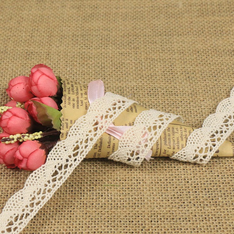 2cm ren vải cotton vintage hình quạt phụ kiện trang trí đồ may mặc xương bờm nơ gói quả