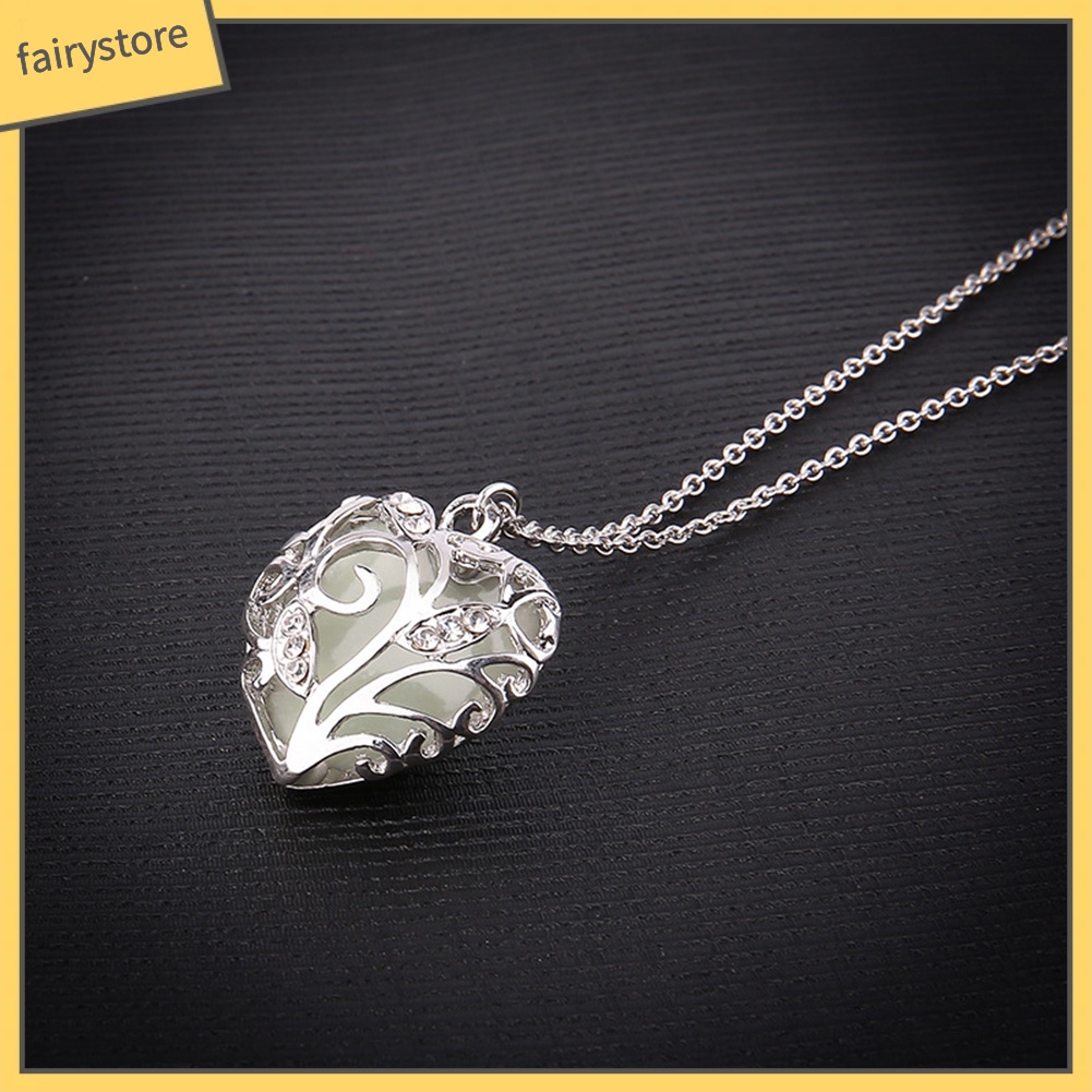 Dây Chuyền Mặt Hình Trái Tim Đính Đá Phát Sáng Thời Trang Cho Nữ