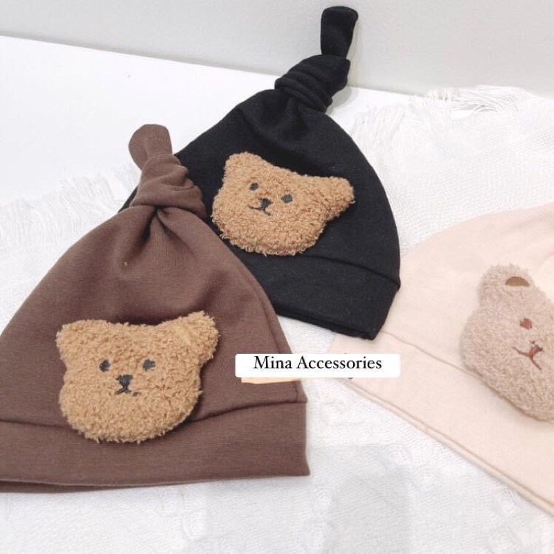 Mũ cotton gấu bông Mina dễ thương cho bé sơ sinh