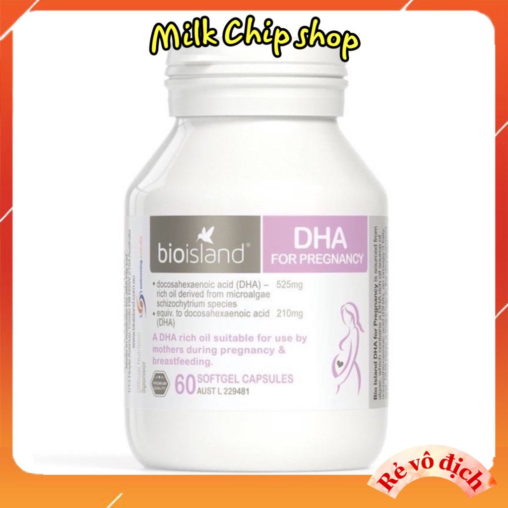 DHA bầu Úc Bioisland DHA for Pregnancy cho phụ nữ mang thai và sau sinh lọ 60 viên TP06