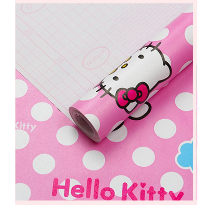 Cuộn 10m giấy dán tường kitty châm bi khổ rộng 45cm