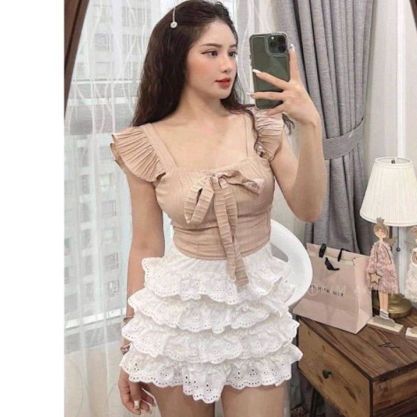 Sét áo 2 dây cánh tiên +chân váy ren tầng