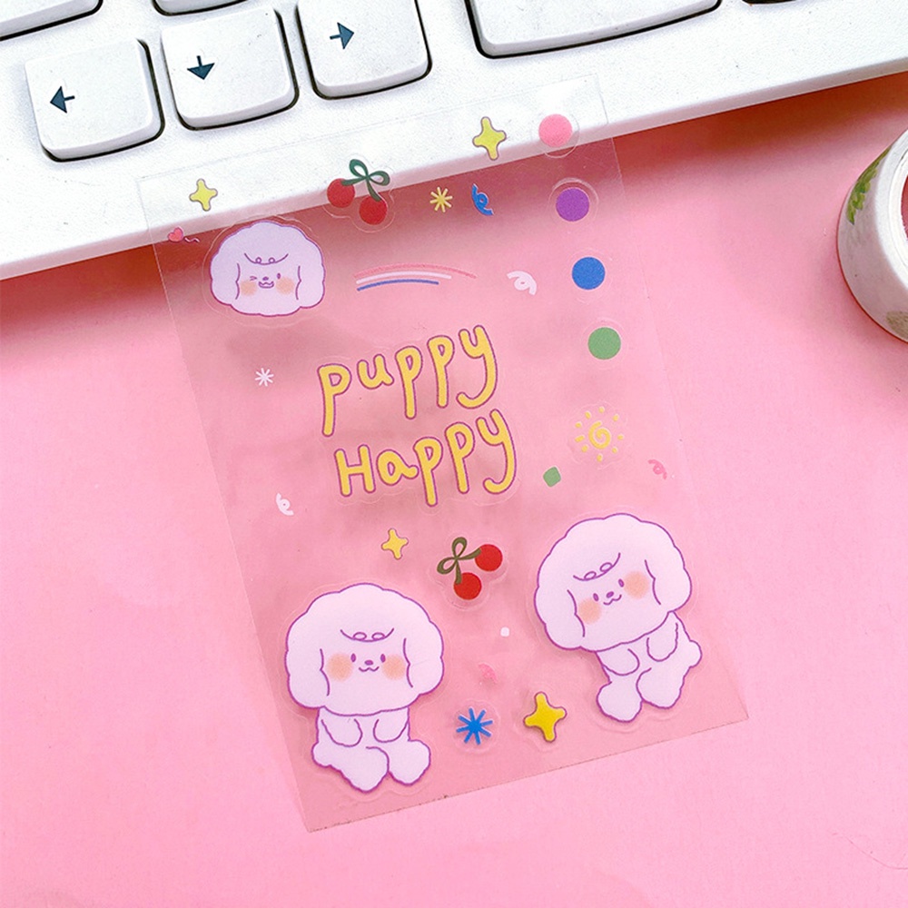 Bộ 5 Tấm Sticker Dán Trang Trí Bằng Pet Trong Suốt Chống Nước Hình Hoạt Hình Dễ Thương