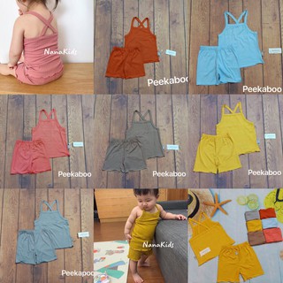 Bộ 2 dây mặc nhà chất thun lạnh siêu mát ngày hè vắt chéo cho bé gái DH0014