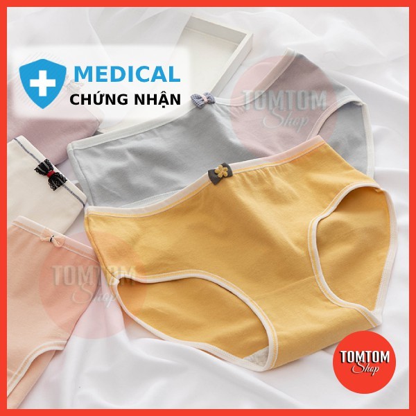 Quần Chip Nữ Cotton Đính nơ Màu Trơn Mềm Mịn Nâng mông kháng khuẩn tôn dáng Mediccal QL04