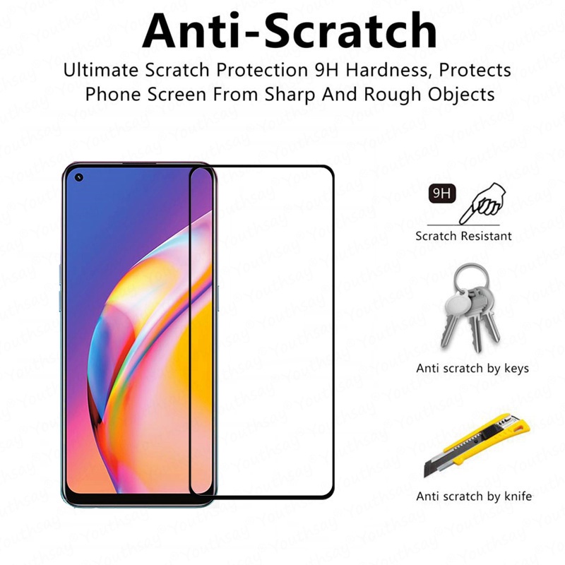 Miếng dán kính cường lực cho Oppo F17 F19 Pro + Reno 5 4 Pro 5z 4z 4f 5f 4 5 Lite 4 Se Find X2 X3 Lite Neo 9D