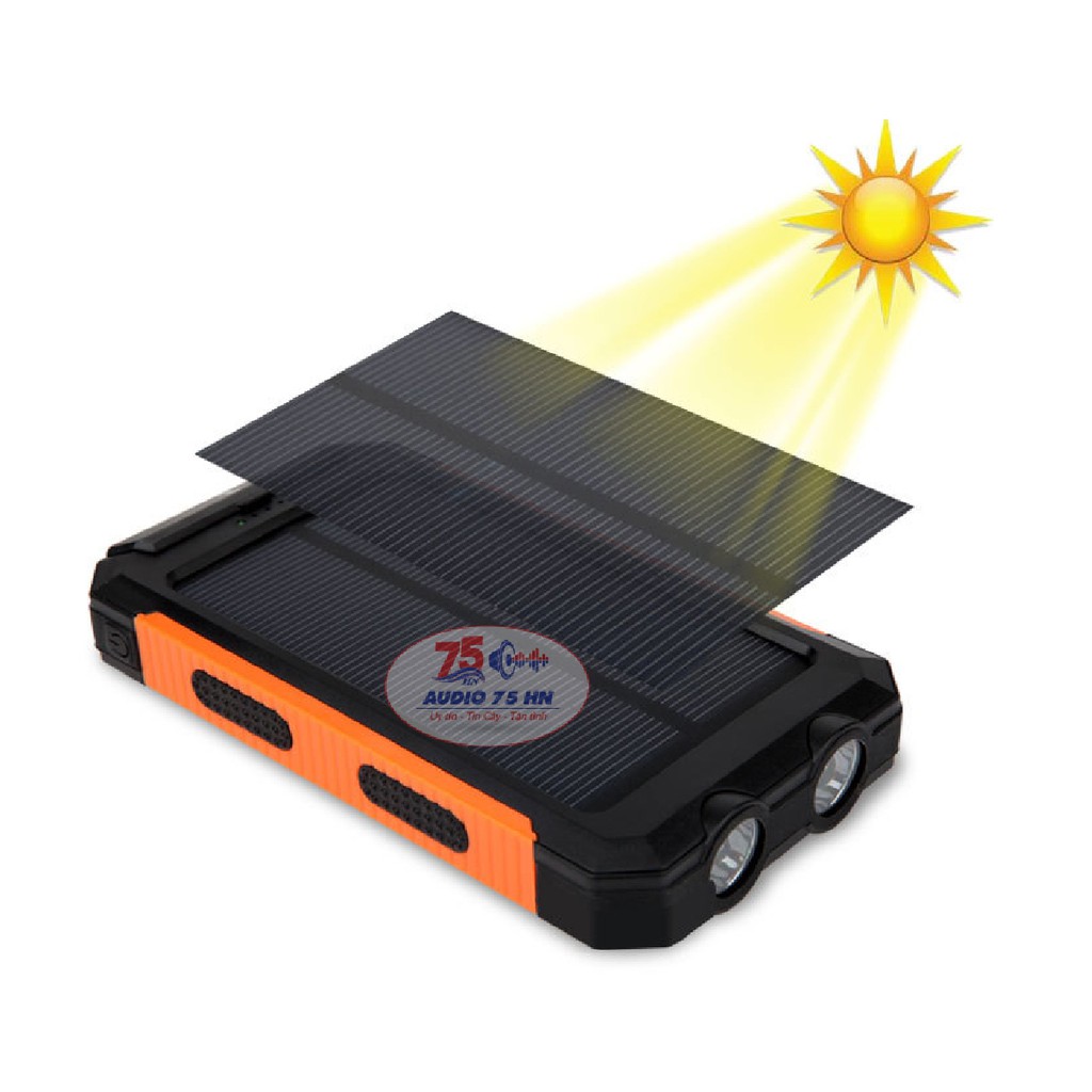 Pin sạc dự phòng năng lượng mặt trời 20000mAh chống nước, đèn pin siêu sáng