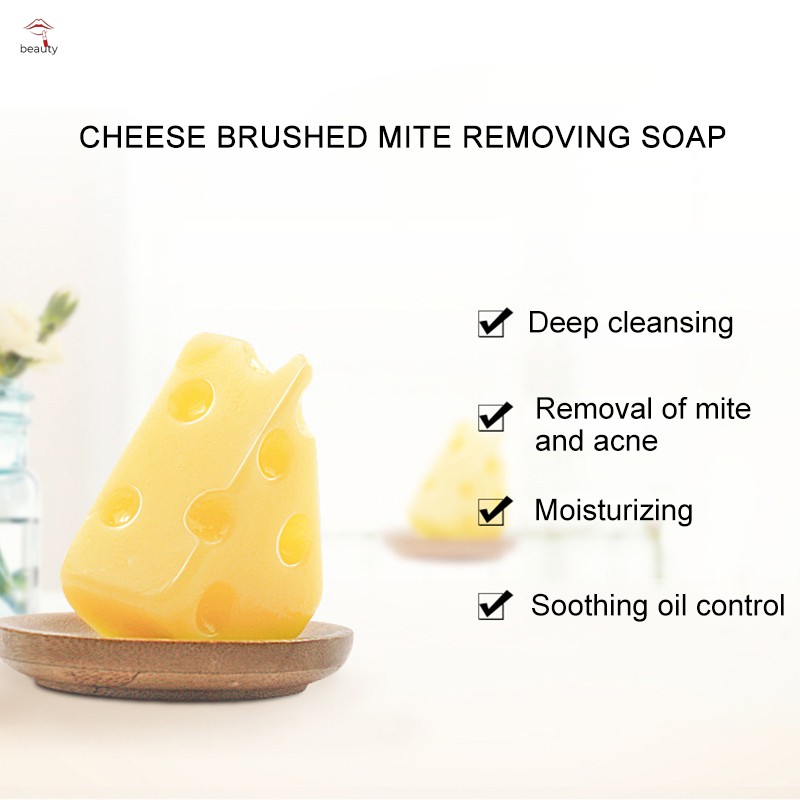 #Chăm sóc da# Cheese Cleansing Soap Anti Mites Pore Cleaning Oil Control Facial Soap