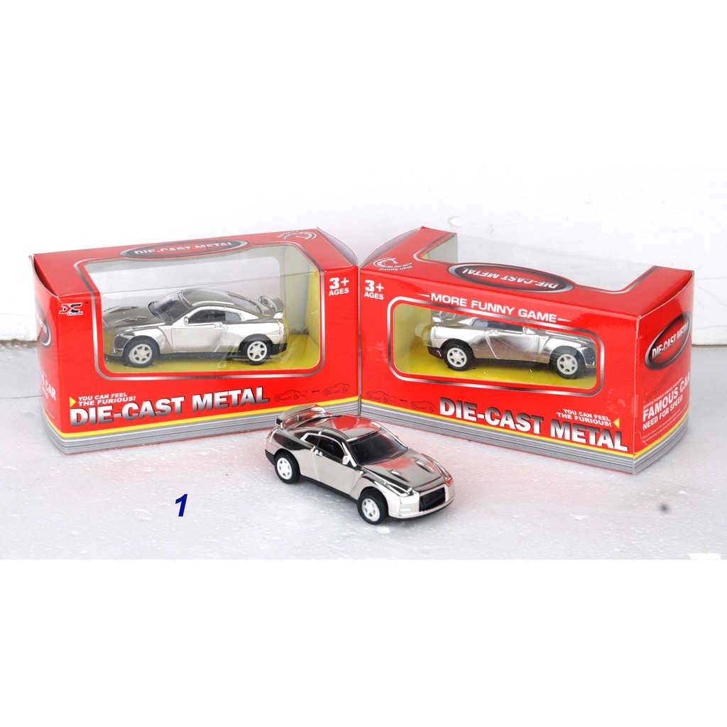 Xe đồ chơi bằng sắt loại xe đua nhỏ chạy trớn màu bạc 8,7cm. KX105A-5