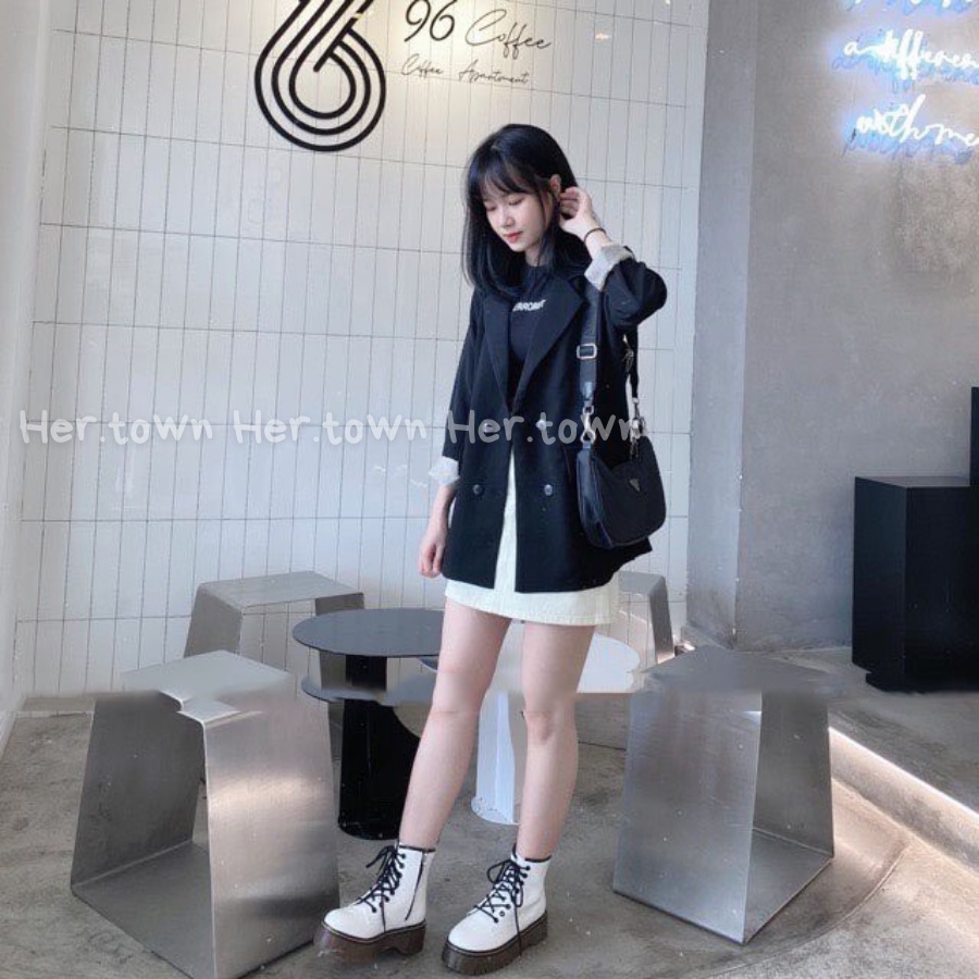 Áo blazer nữ 2 lớp 4 cúc cao cấp màu đen Hàn Quốc