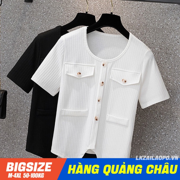 Áo thun ⚡️𝐁𝐈𝐆𝐒𝐈𝐙𝐄⚡️ Áo kiểu nữ dáng suông tay ngắn cổ tròn Phong cách chanel mùa hè Phong cách Hàn Quốc Thời Trang tiểu thư cá tính xinh đẹp bigsizegiaree