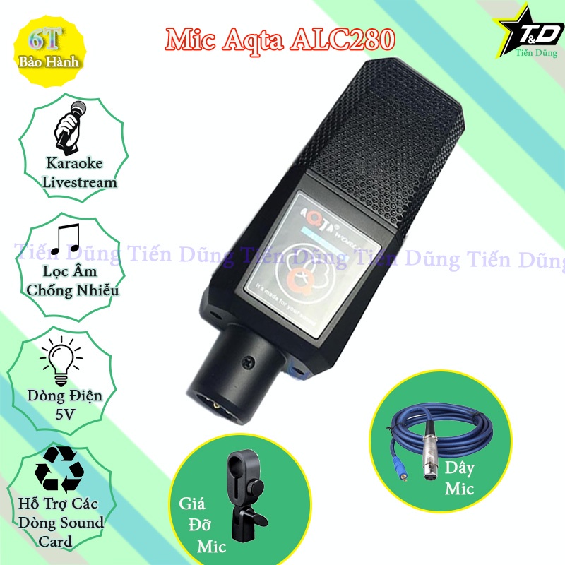 [Mã ELHACE giảm 4% đơn 300K] Mic thu âm AQTA ALC-280 mic hát karaoke hoặc live stream