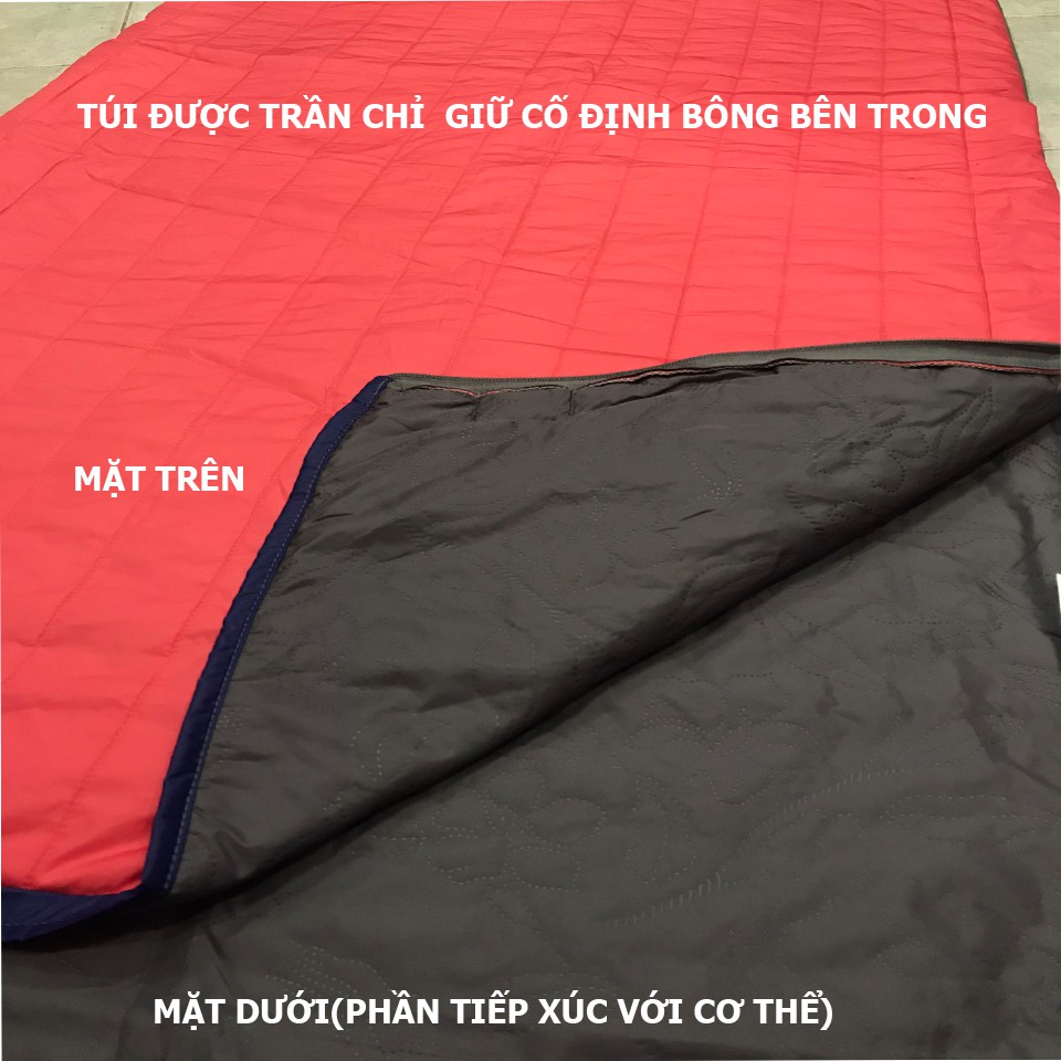 Túi ngủ văn phòng chần gòn 3 lớp cao cấp-hồng