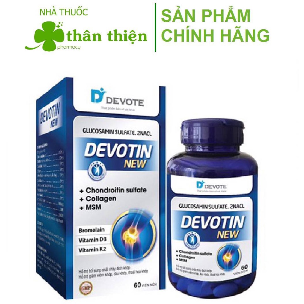 Devotin New, hỗ trợ bổ sung chất nhầy dịch khớp, sụn khớp (60 viên)