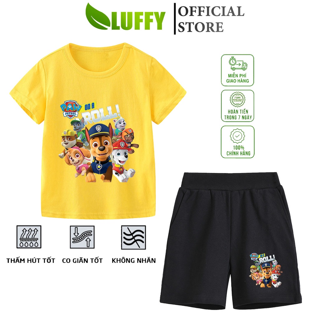 Đồ bộ bé trai Luffy Store cộc tay in hình Đội Chó Cứu Hộ chất cotton thoáng khí Quần áo trẻ em từ 8-35kg LUF01