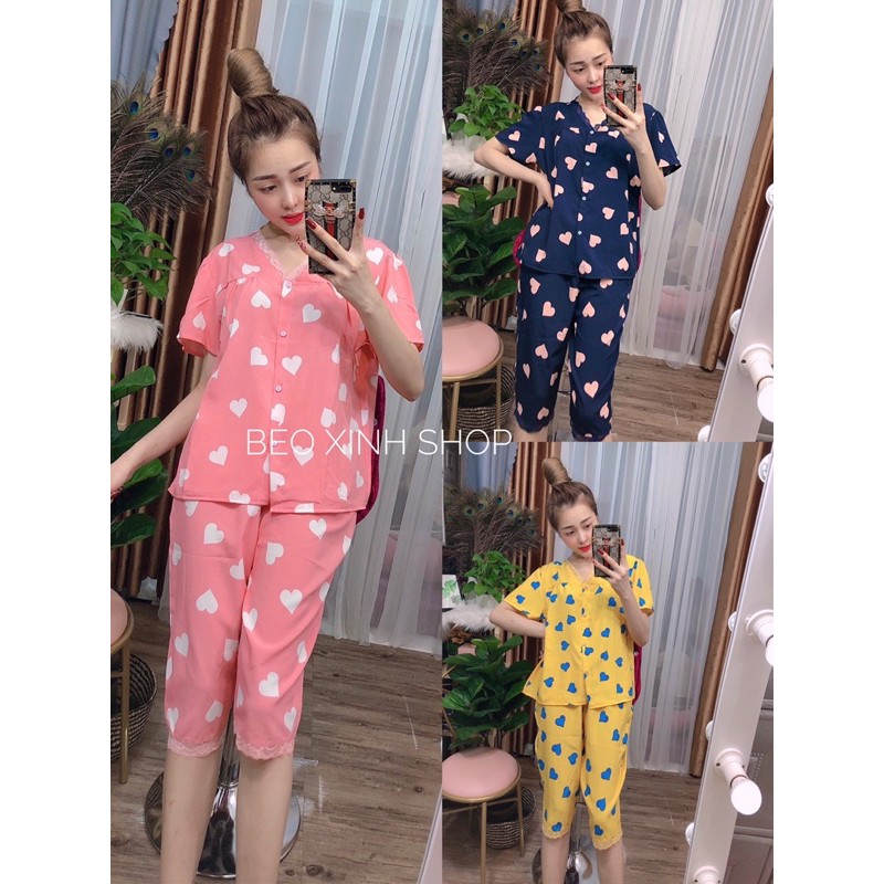 Đồ Ngủ Lửng 55-85kg Bigsize Cao Cấp Kiểu Dáng Đẹp Vải Lụa Nhật Lạnh Mặc Cực Thích