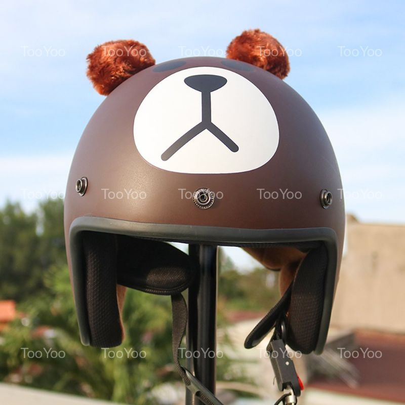 Nón bảo hiểm 3/4 đầu tai gấu hình ngộ nghĩnh