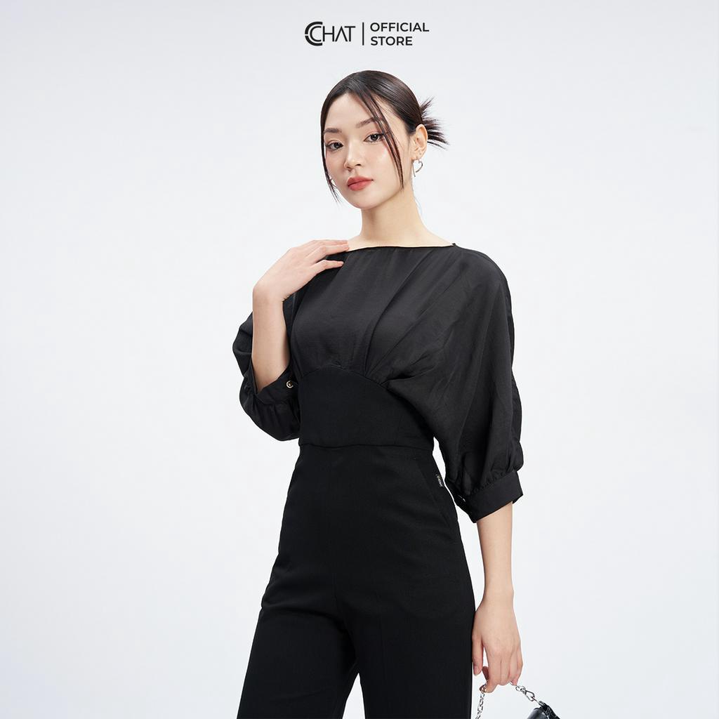 Jumpsuit Nữ 𝐂𝐂𝐇𝐀𝐓 Kiểu Phối Ly Thân Trước Chất Tuytsi Cao Cấp Mềm Mịn 53JDS8002ST