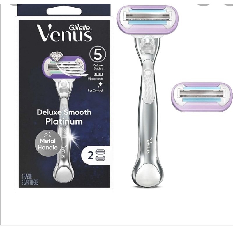 Bộ dao cạo nữ gillette venus deluxe smooth platinum ( 1 cán và 2 đầu thay)