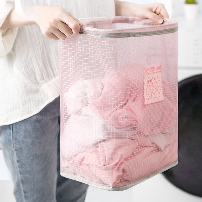 Giỏ đựng quần áo bẩn treo tường thoáng khí có thể gấp gọn tiện lợi cho gia đình