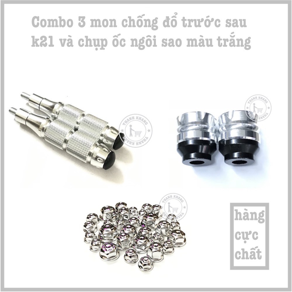 chống đổ xe máy trước sau và chụp ốc ngôi sao thanh khang