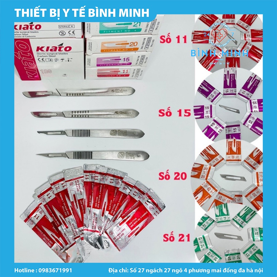 Hộp 100 Lưỡi Dao Mổ Số 11, 15, 20, 21 - Chính Hãng KIATO Ấn Độ