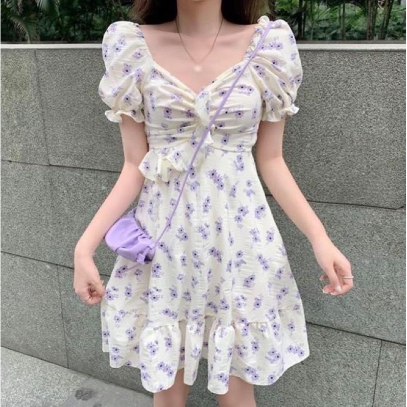 Đầm kiểu ngắn nữ hoa nhí xoè cơ bản - Order taobao quảng châu
