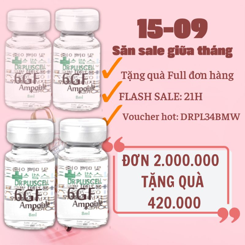 Tế Bào Gốc Phục Hồi, Chống Lão Hóa, làm đầy sẹo và trắng da Dr Pluscell 6GF Ampoule (1 lọ 8ml)