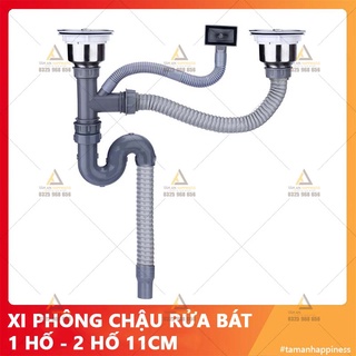 Bộ xi phông chậu rửa bát, bộ xả chậu rửa chén 1 hố, 2 hố 110MM bầu Inox Sus304 hàng loại đẹp.