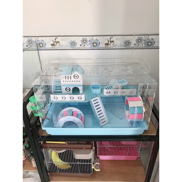 Lồng mica 47cm bigsize/full phụ kiện/có hộp. Lồng mica biệt thự nuôi hamster