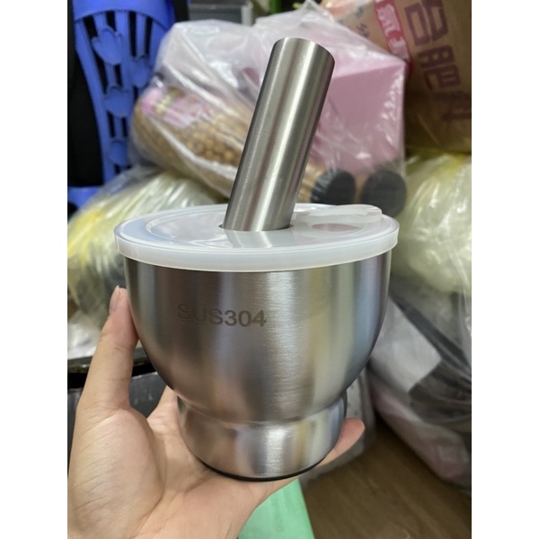 [Mã LIFEHLSALE1 giảm 10% đơn 150K] BỘ CỐI CHÀY INOX SUS 304 CÓ NẮP SZ12,7 cm Dày Nặng Siêu Đẹp