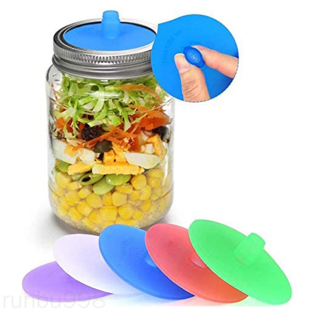 Set 5 Nắp Đậy Chai Lọ Bằng Silicone Có Vòng Thép Runbu998