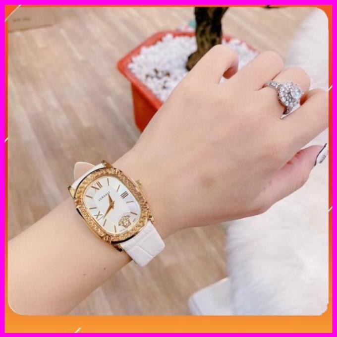 Đồng hồ nữ versace dây da, viền mặt thép tinh tế, siêu bền bảo hành 12 tháng