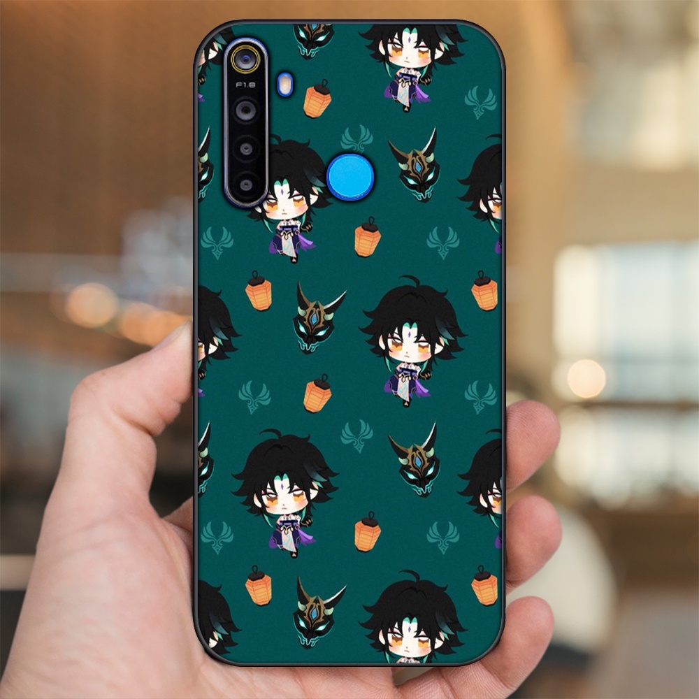 Ốp lưng Realme 5, 5 Pro viền đen in hình Xiao Genshin Impact