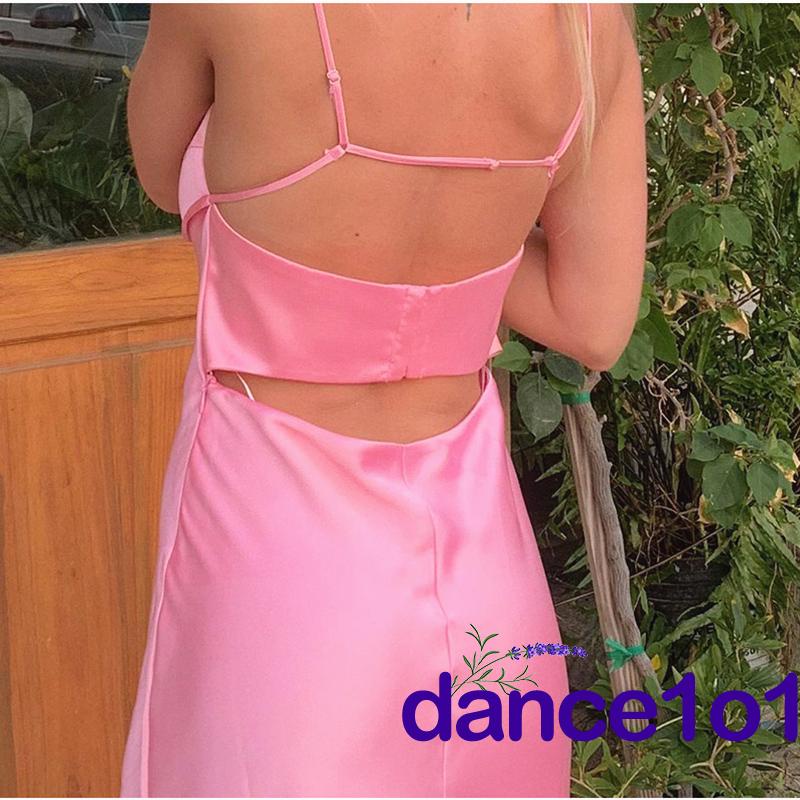 Đầm Khiêu Vũ1O1 Cổ Chữ V Không Tay Màu Trơn Cho Nữ