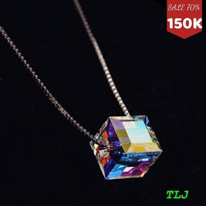 Dây chuyền charm đá vuông đổi màu