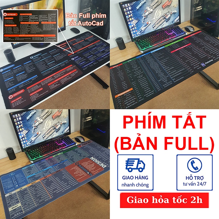 Lót chuột phím tắt Office Photoshop Autocad Việt hóa cho dân văn phòng, kỹ thuật