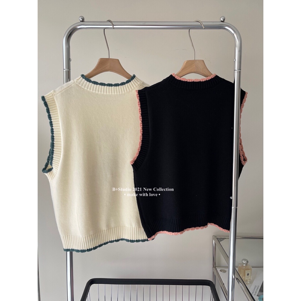 DUNEA Set Áo Sơ Mi Hoa Và Áo Len Không Tay Phong Cách Hàn Quốc Xinh Xắn Cho Nữ