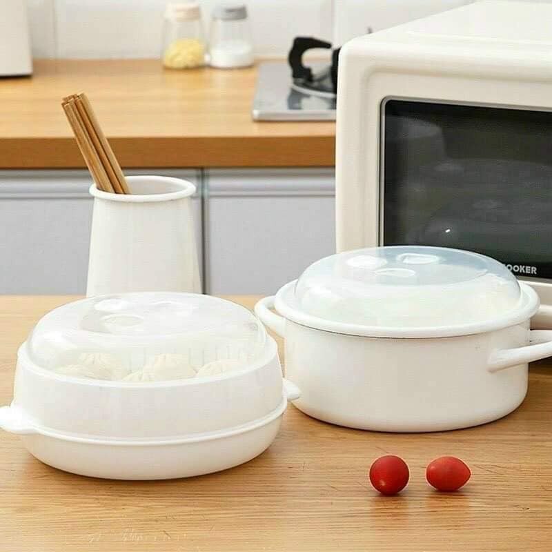 Khay nhựa hấp lò vi sóng 2 tầng nhựa Việt Nhật chịu nhiệt tốt xửng hấp bánh 5625