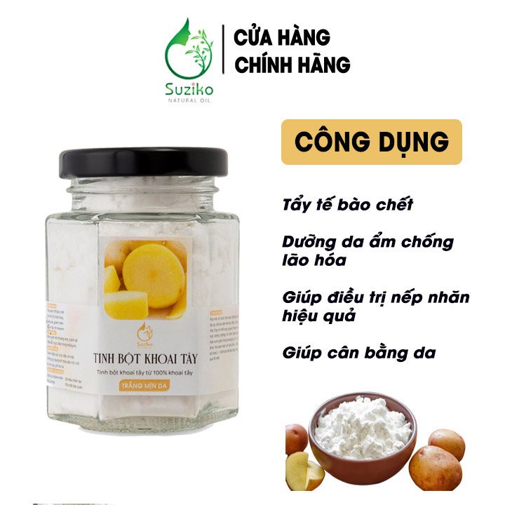 Hũ bột Khoai Tây đắp mặt nạ hữu cơ SUZIKO nguyên chất 140G | 100% Organic