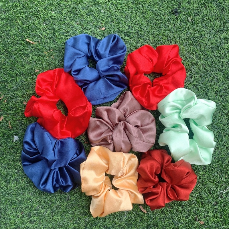 Dây buộc tóc, cột tóc scrunchies lụa trơn phi to size 12cm nhiều màu siu to lụa - CT_LUA