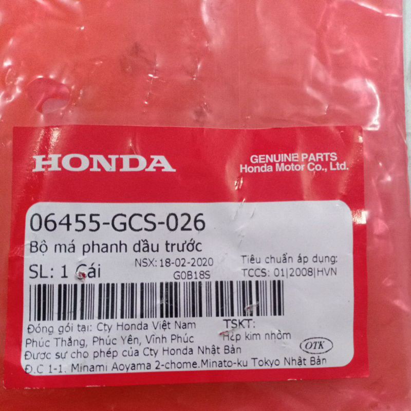 Bố thắng dĩa trước Honda Sh ý 2008/ Lead 110