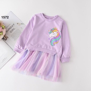 Váy nỉ ngựa Pony tím chân voan cho bé yêu.