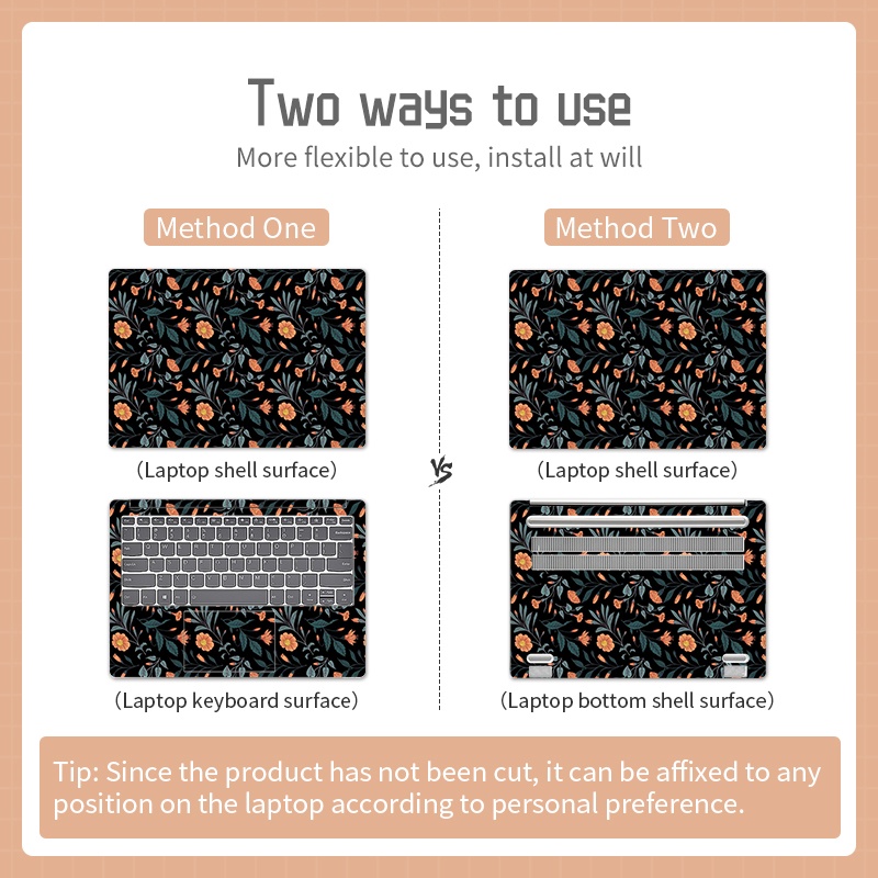 Miếng dán trang trí máy tính notebook 10/11/12/13/14/15/17inch họa tiết hoa