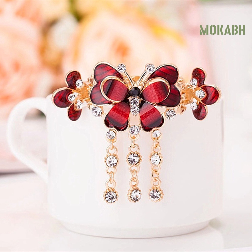 Kẹp Tóc Hình Hoa Đính Đá Lấp Lánh Phong Cách Vintage Chống Trượt Cho Nữ