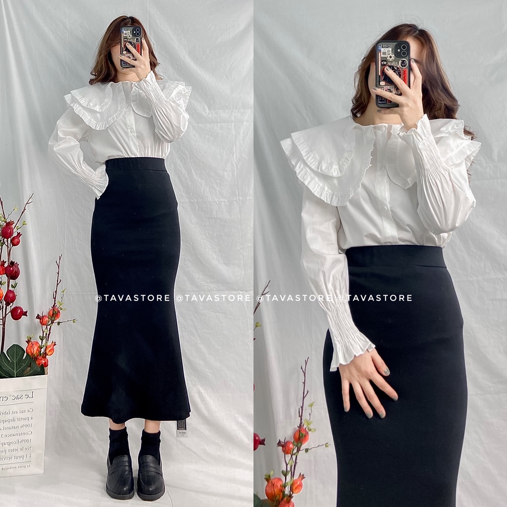 Chân váy dài loe thun