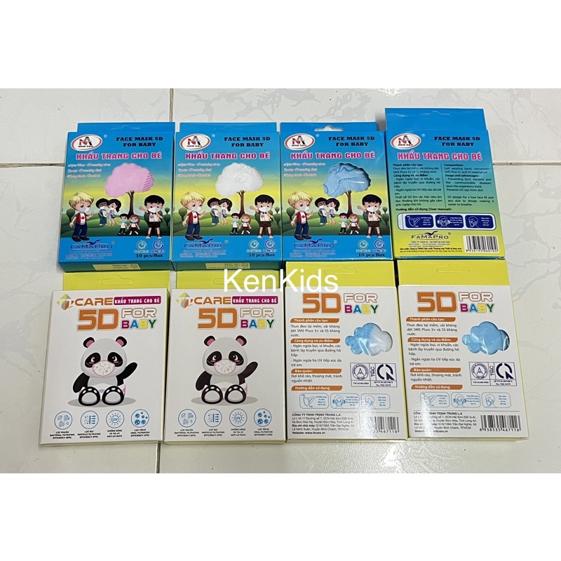COMBO 5 Hộp 50 khẩu trang 5D Baby cho bé từ 2-6 tuổi - TRỊNH TRUNG (NAM ANH)